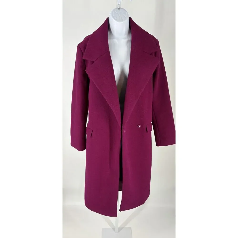 Express Belted Wrap Coat – Plum / Burgundy
